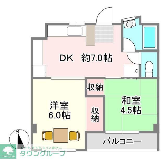 青柳コープ栄(2DK/2階)の間取り写真