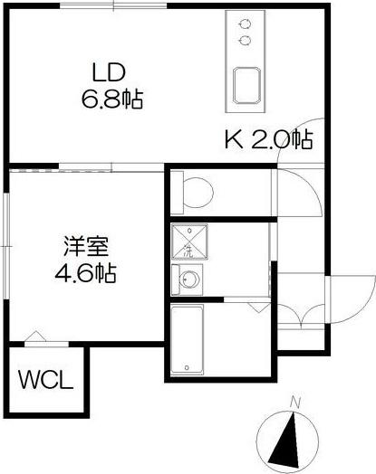 ムルソーサッポロサントル(1LDK/1階)の間取り写真