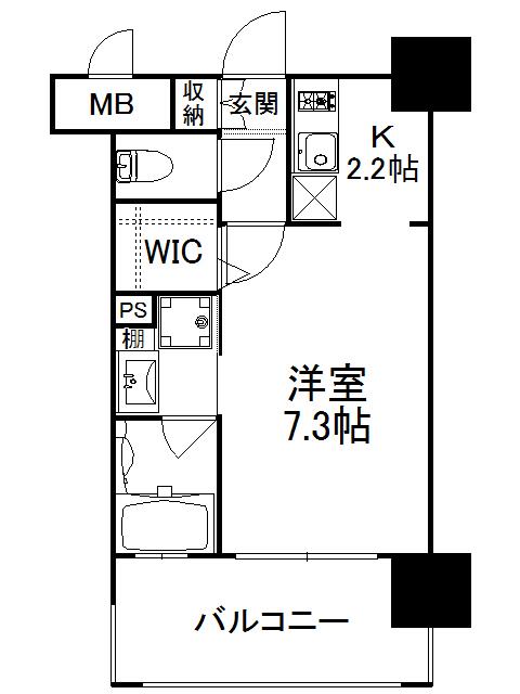 エンクレスト薬院NOBLE(1K/4階)の間取り写真