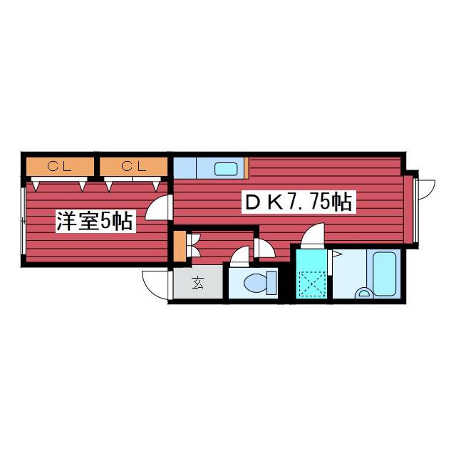 ピースドムールA(1LDK/3階)の間取り写真