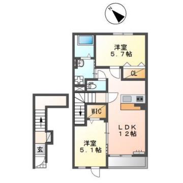 マリン春日西(2LDK/2階)の間取り写真