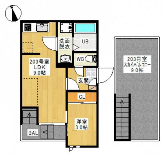 GRANDTIC REALISER(1LDK/2階)の間取り写真