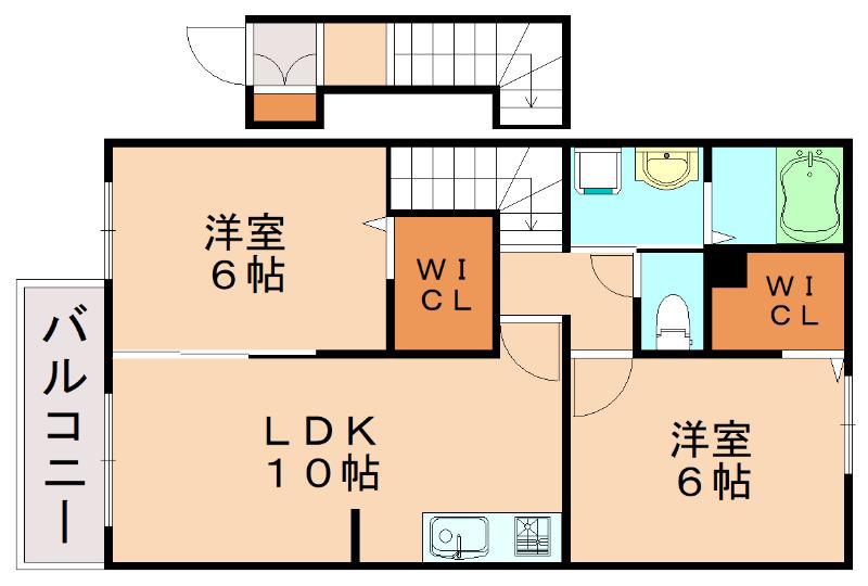 グラシュ・プレーヌVII C(2LDK/2階)の間取り写真