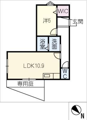 おざきやまアトリエハウス(1LDK/1階)の間取り写真