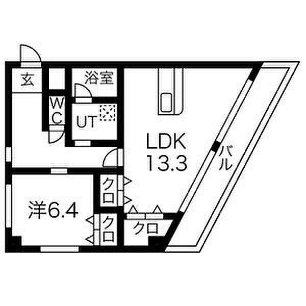 円上ヒルサイド(1LDK/3階)の間取り写真