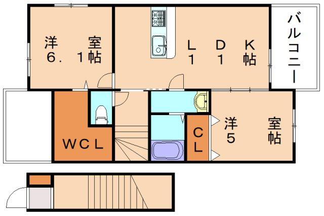 ジャカランダ(2LDK/2階)の間取り写真