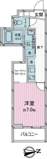 ヨーク所沢II(1K/2階)の間取り写真