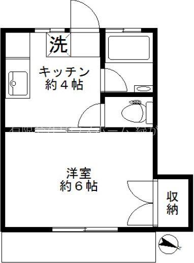 ホワイトハウス(1K/1階)の間取り写真