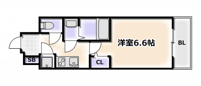 レジュールアッシュ天王寺 PARK SIDE(1K/7階)の間取り写真