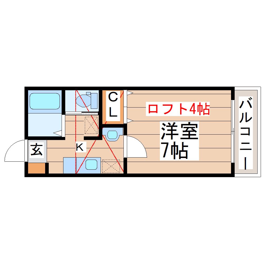 クリエイトガーデン五橋(1K/1階)の間取り写真