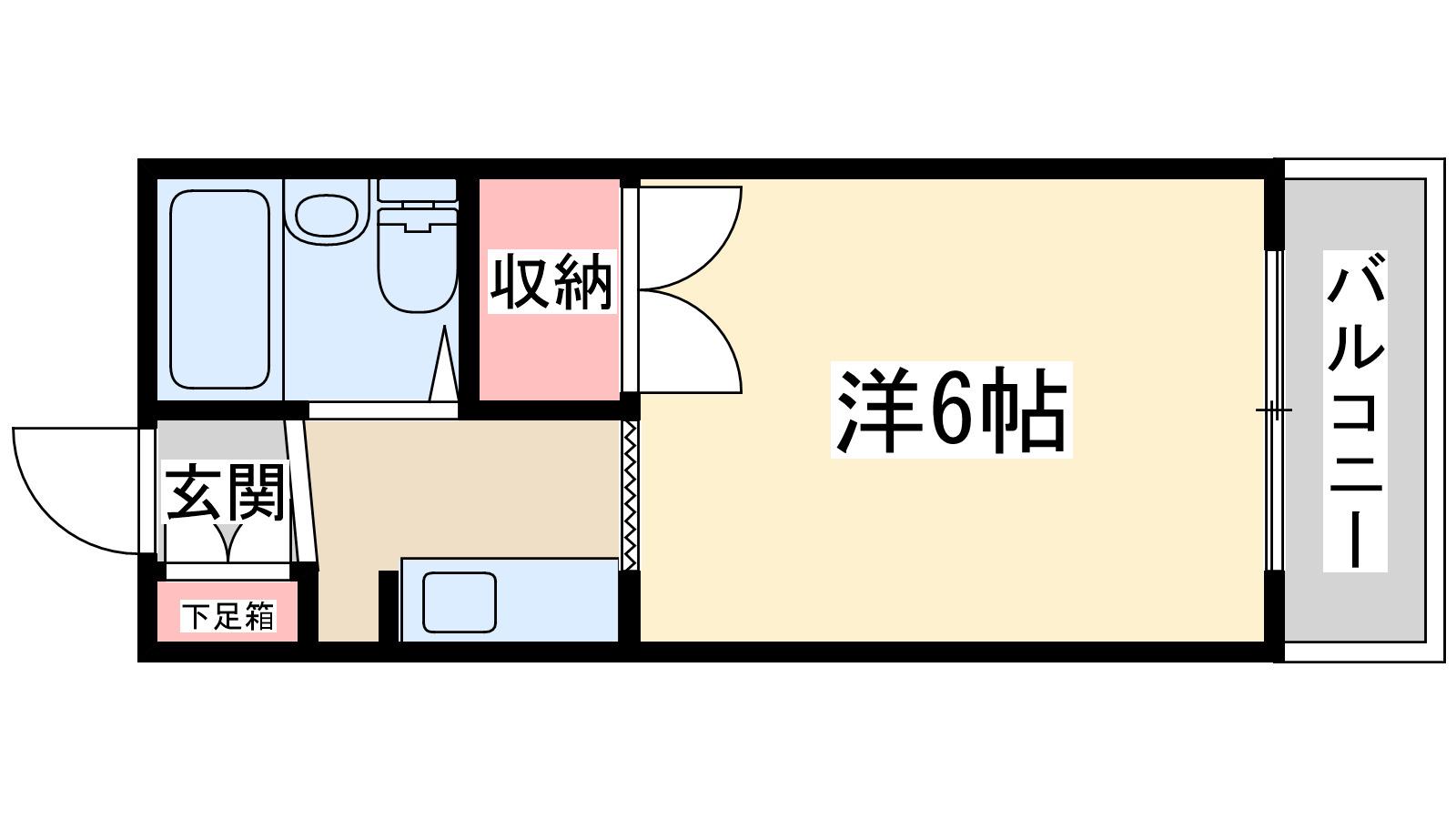 ヴェスタ天神橋(1K/2階)の間取り写真