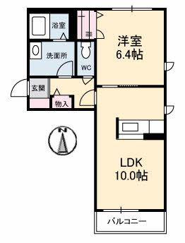 シャーメゾンフェアリー III棟(1LDK/1階)の間取り写真