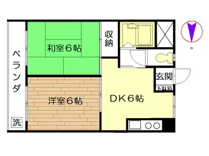 かねこビル(2DK/4階)の間取り写真