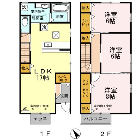 フロル・ジェーノ A棟(3LDK/1階)の間取り写真