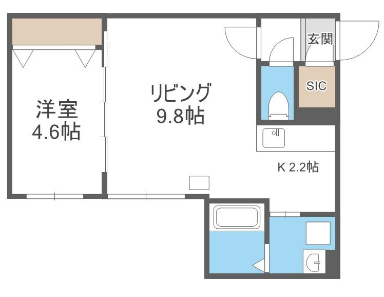 アメニティ新札幌(1LDK/1階)の間取り写真
