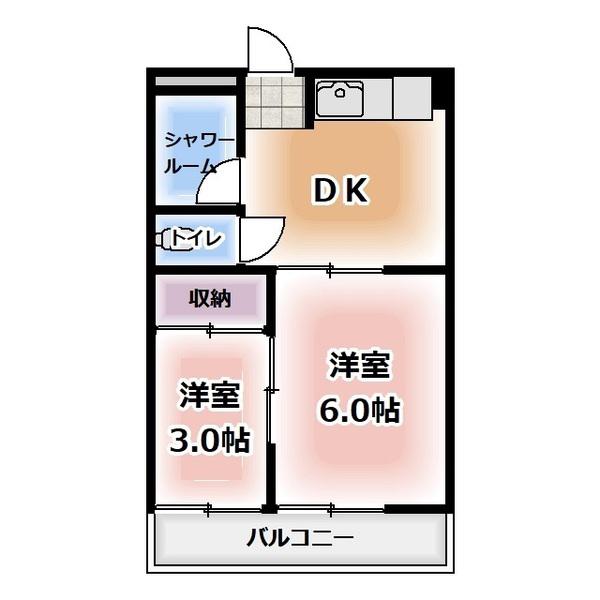 コーポタチバナ(2DK/3階)の間取り写真