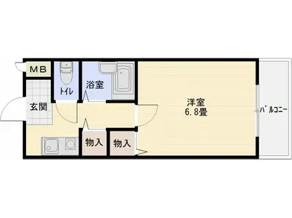 ウイング(1K/4階)の間取り写真