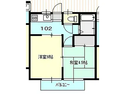 マリンハイツ(2K/1階)の間取り写真