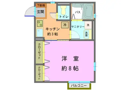 CATEDRAL(1K/1階)の間取り写真