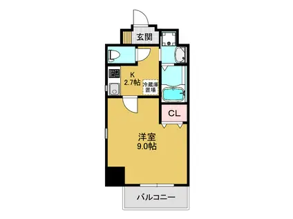 アライブ町楠葉(1K/3階)の間取り写真