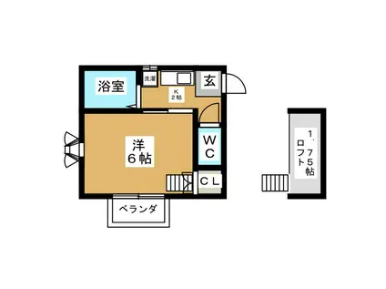 ラ・メゾン(1K/2階)の間取り写真