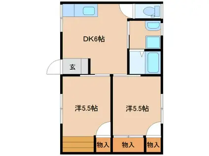 グリーンコーポ(2DK/3階)の間取り写真
