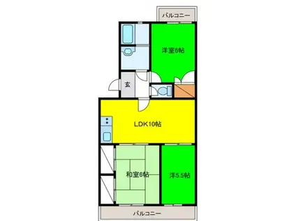ハイライフ藤(3LDK/4階)の間取り写真