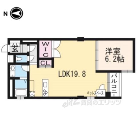 ヴィラスタジオーネ御所南(1LDK/4階)の間取り写真