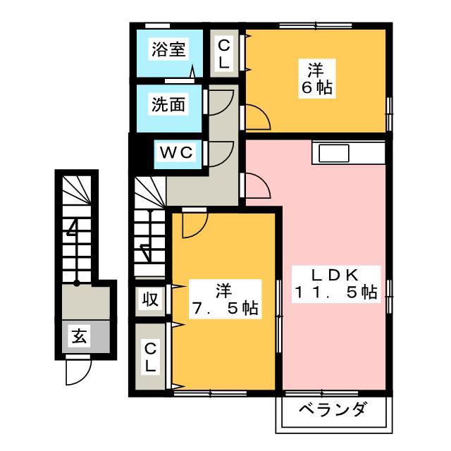 こすも80 A(2LDK/2階)の間取り写真