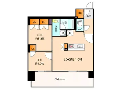 メトライズ森ノ宮(2LDK/6階)の間取り写真