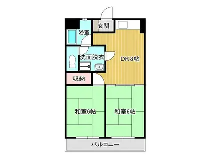 ミカドハイツ(2DK/2階)の間取り写真