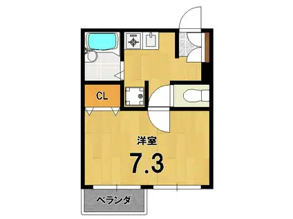 マピエス下鴨(1K/1階)の間取り写真