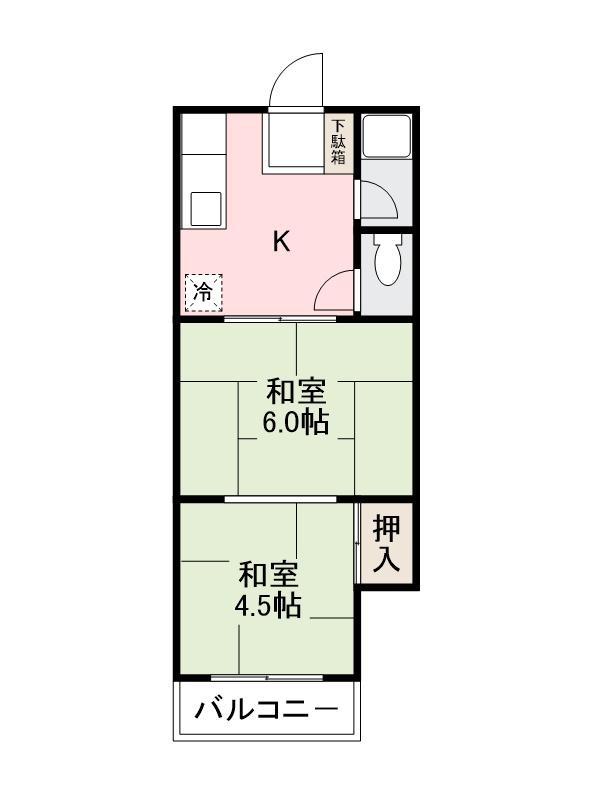 第2松熊ビル(2K/4階)の間取り写真