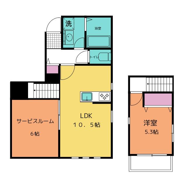 HALELEA(1SLDK/1階)の間取り写真