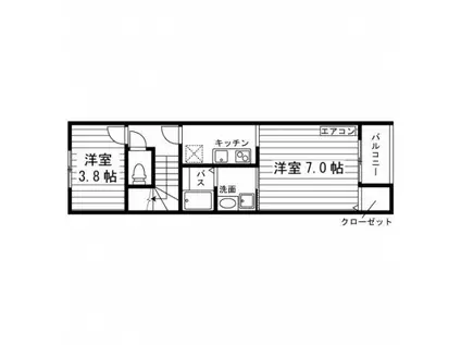 ミルディエス角五郎(2K/2階)の間取り写真