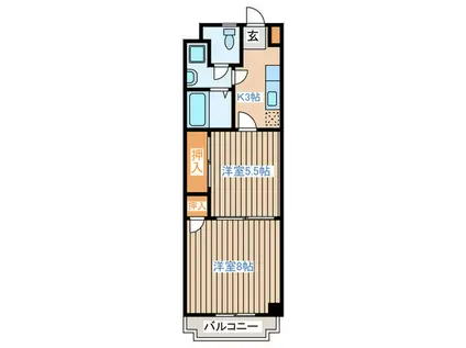 レジデンスタナカIII(2K/4階)の間取り写真