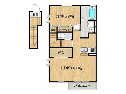 朝日ヴィラ荒川沖(1LDK/2階)の間取り写真