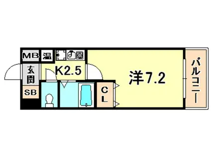 エスリード三宮(1K/2階)の間取り写真
