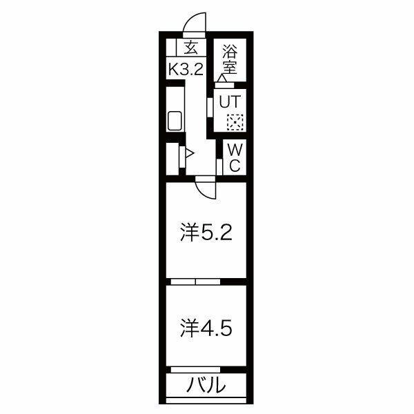 エトワール六丁の目(2K/3階)の間取り写真