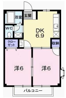 エムズフォレスト(2DK/1階)の間取り写真