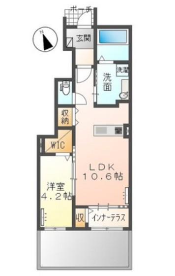 グリシーヌ(1LDK/1階)の間取り写真