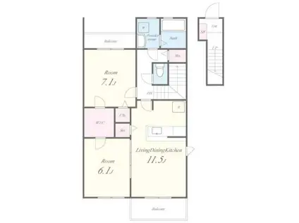 メゾンラフィーネ(2LDK/2階)の間取り写真