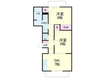 ライトアップ萩丘1番館(2DK/3階)の間取り写真