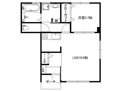 プレミアムコート(1LDK/1階)の間取り写真