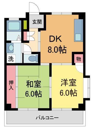 ハイム下村(2DK/2階)の間取り写真