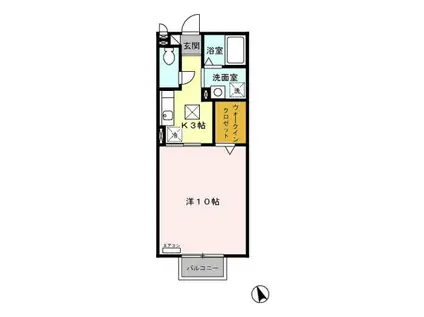 大和の里V(1K/1階)の間取り写真