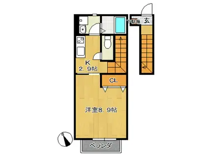 ARCE OJM(1K/2階)の間取り写真