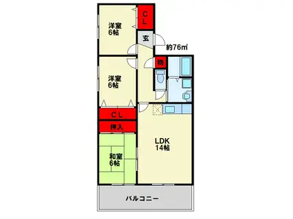 エル・スール小原川II番館(3LDK/2階)の間取り写真