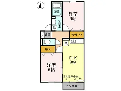 サニーハウス上今井B(2DK/2階)の間取り写真