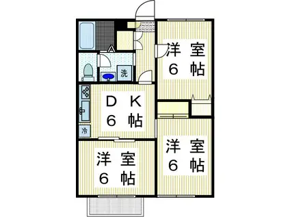 ペアーM(3DK/1階)の間取り写真
